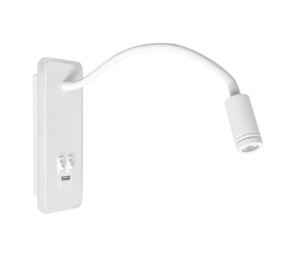 LED Elastyczny mały kinkiet z USB BASE 1xLED/8W+1xLED/2W/230V biały