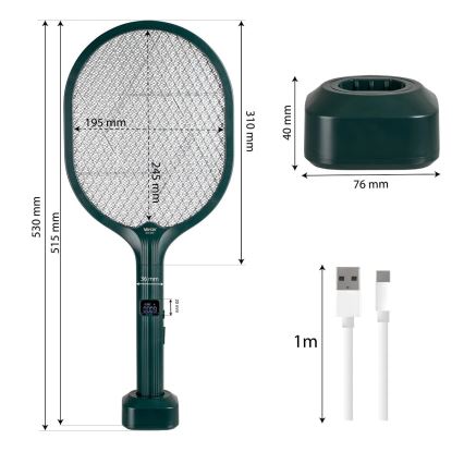 LED Elektryczna pułapka na owady 2w1 1200 mAh/5V zielona