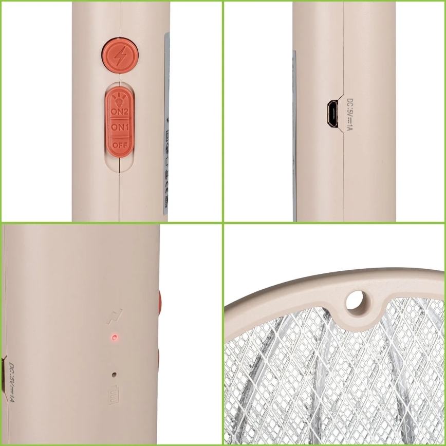 LED Elektryczna pułapka na owady 2w1 500 mAh/5V beżowy