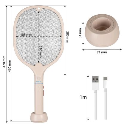 LED Elektryczna pułapka na owady 2w1 500 mAh/5V beżowy