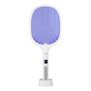 LED Elektryczna pułapka na owady 2w1 z wyświetlaczem LCD 1200 mAh/5V biała