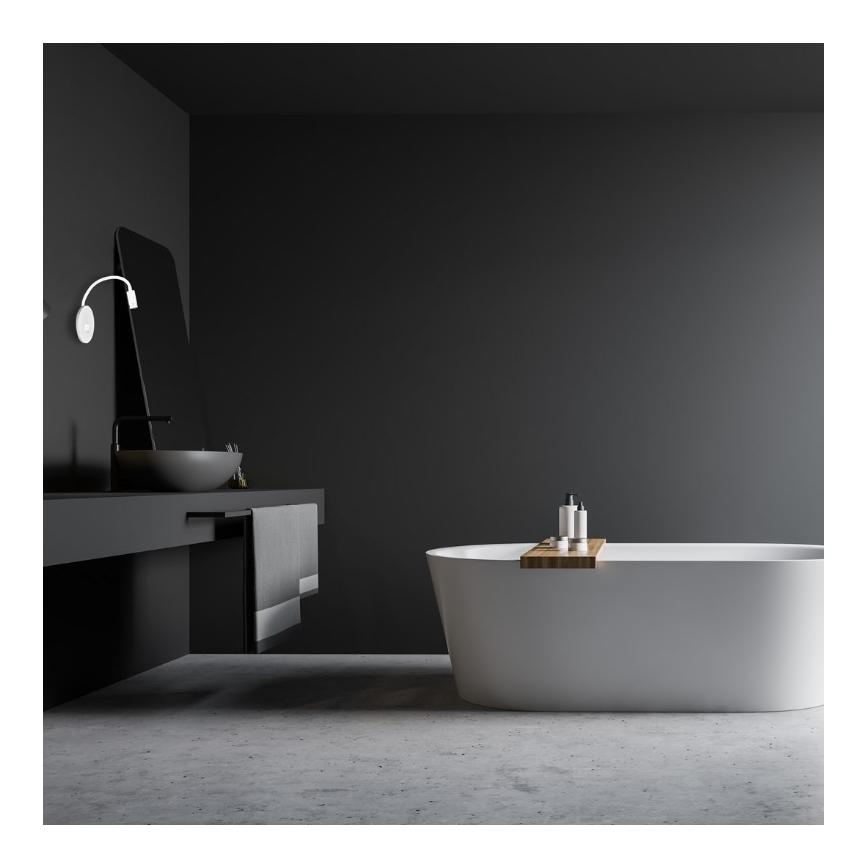 LED giętna lampka ścienna z USB BASE LED/8W+LED/2W/230V biała/srebrna