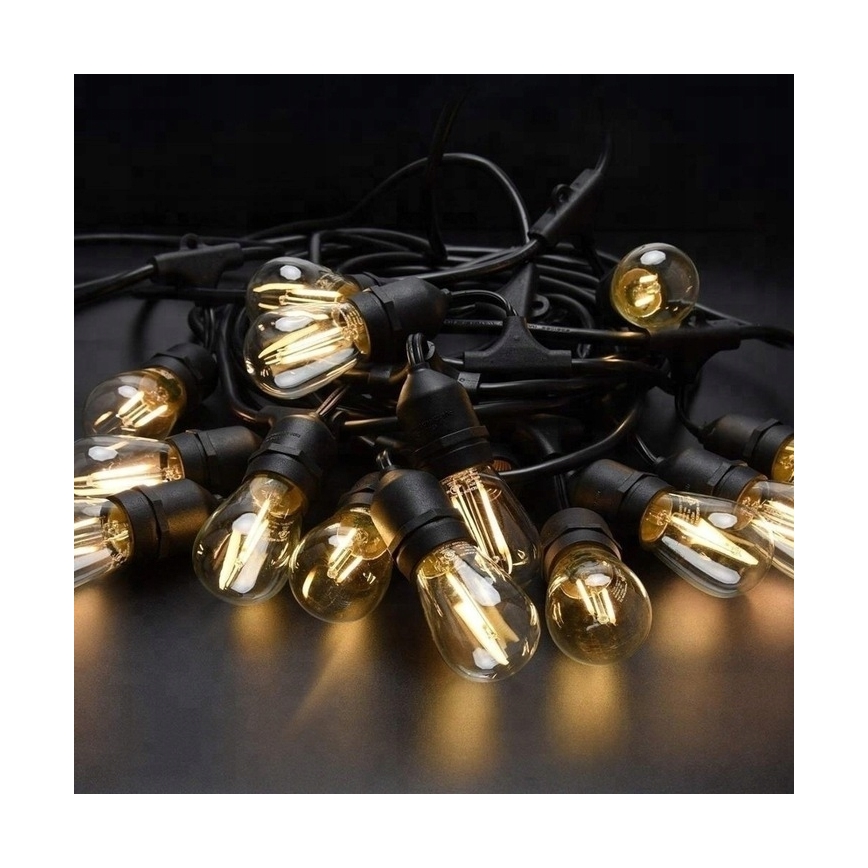 LED girlanda zewnętrzna dekoracyjna 20xE27/1W/230V 20,94 m IP44 czarna