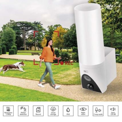 LED Inteligentna kamera zewnętrzna ze światłem GoSmart LED/12W/230V IP65 Wi-Fi Tuya biały