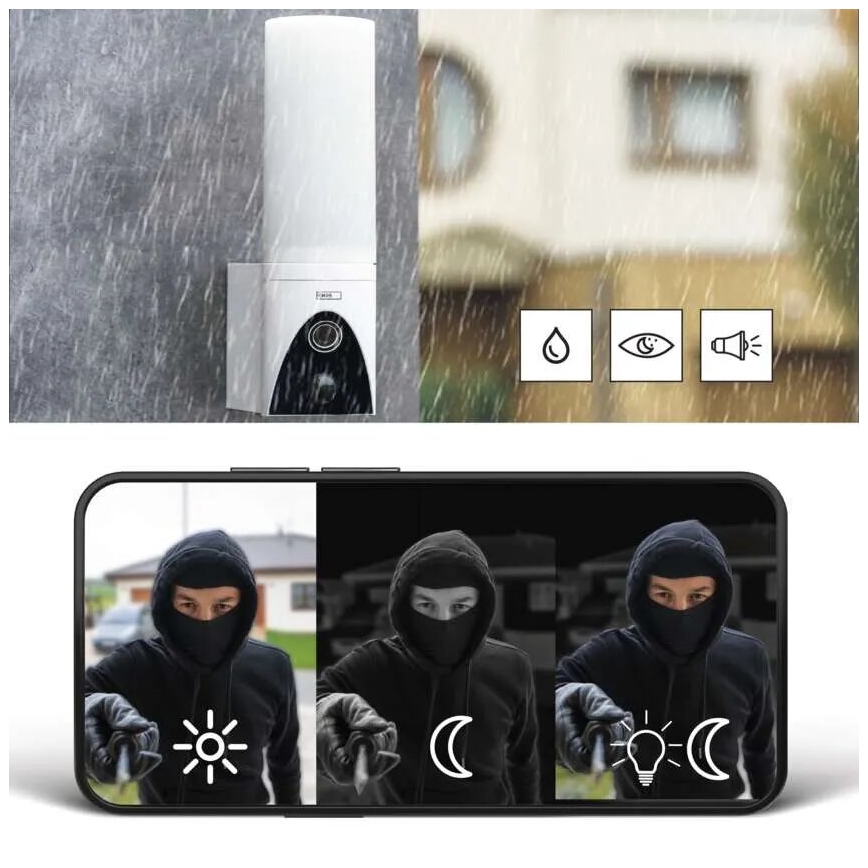 LED Inteligentna kamera zewnętrzna ze światłem GoSmart LED/12W/230V IP65 Wi-Fi Tuya biały