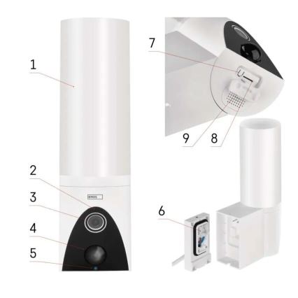 LED Inteligentna kamera zewnętrzna ze światłem GoSmart LED/12W/230V IP65 Wi-Fi Tuya biały