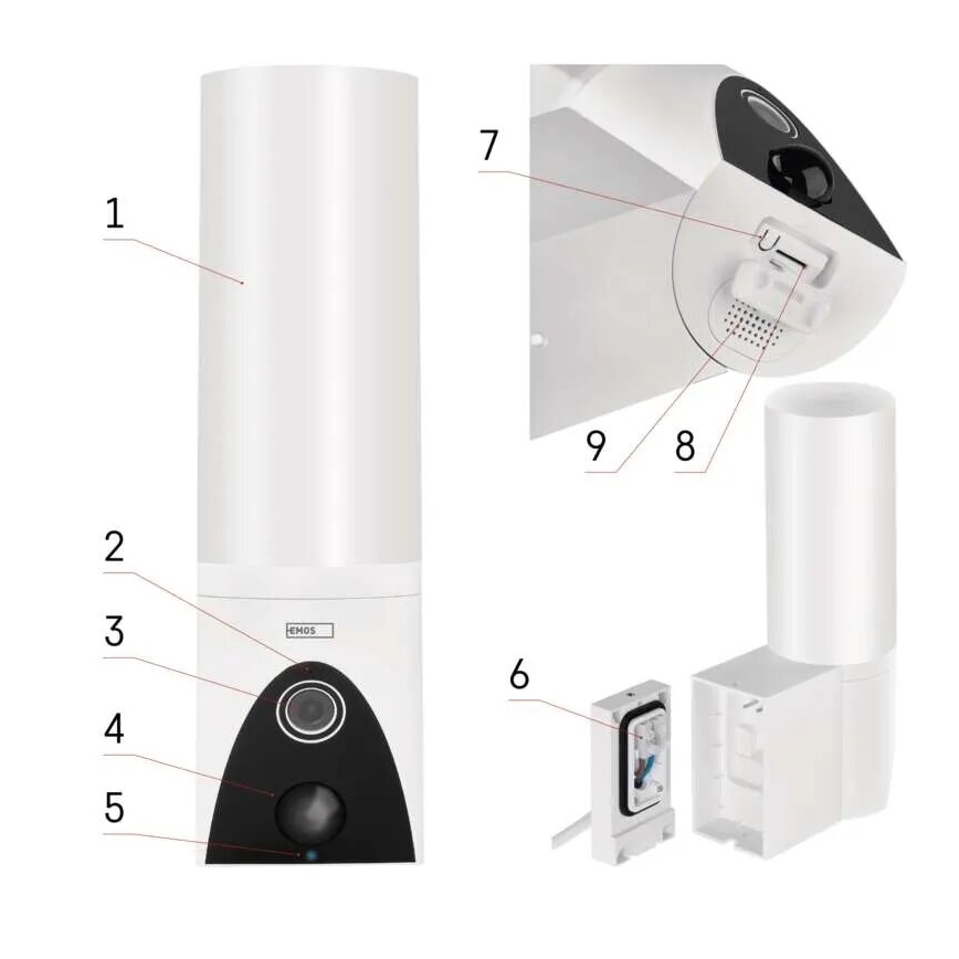 LED Inteligentna kamera zewnętrzna ze światłem GoSmart LED/12W/230V IP65 Wi-Fi Tuya biały