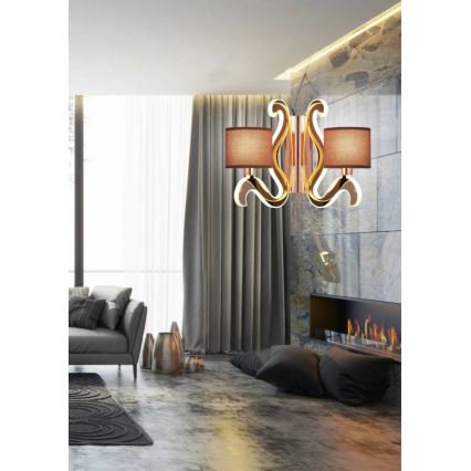 LED Kinkiet AMBROSIA 2xE14/40W/230V + LED/12,3W miedź