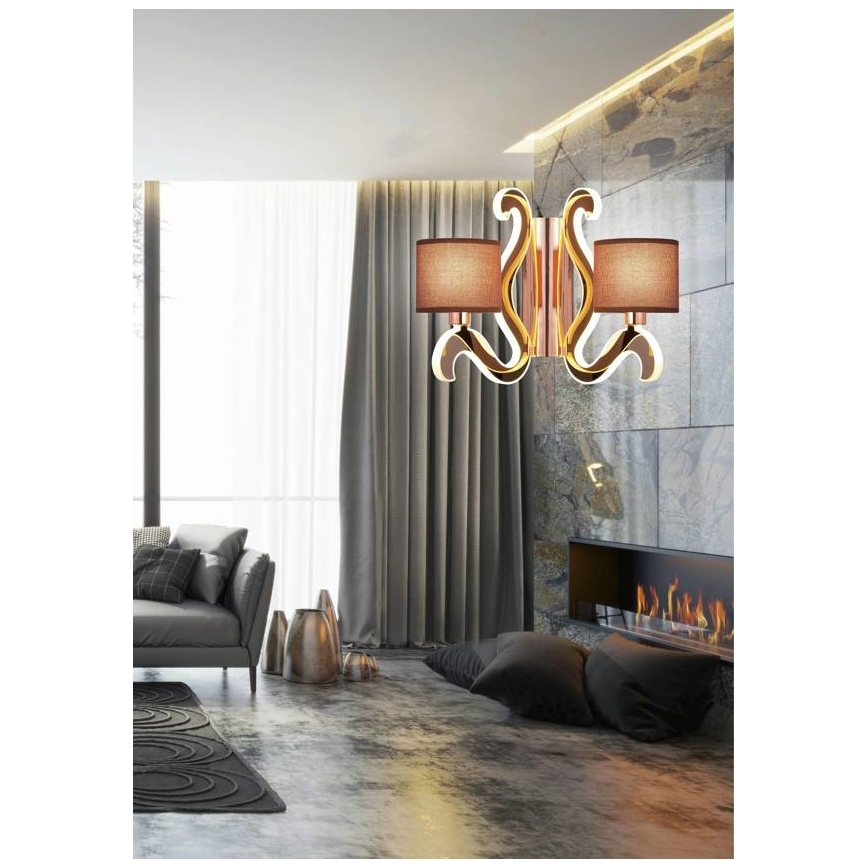 LED Kinkiet AMBROSIA 2xE14/40W/230V + LED/12,3W miedź