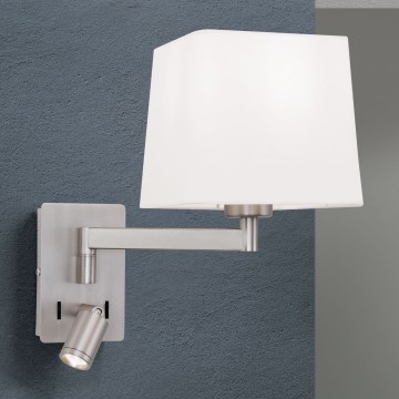 LED Kinkiet CARLTON 1xE27/40W/230V + LED/3W biały/matowy chrom