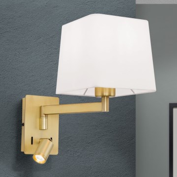 LED Kinkiet CARLTON 1xE27/40W/230V + LED/3W biały/złoty