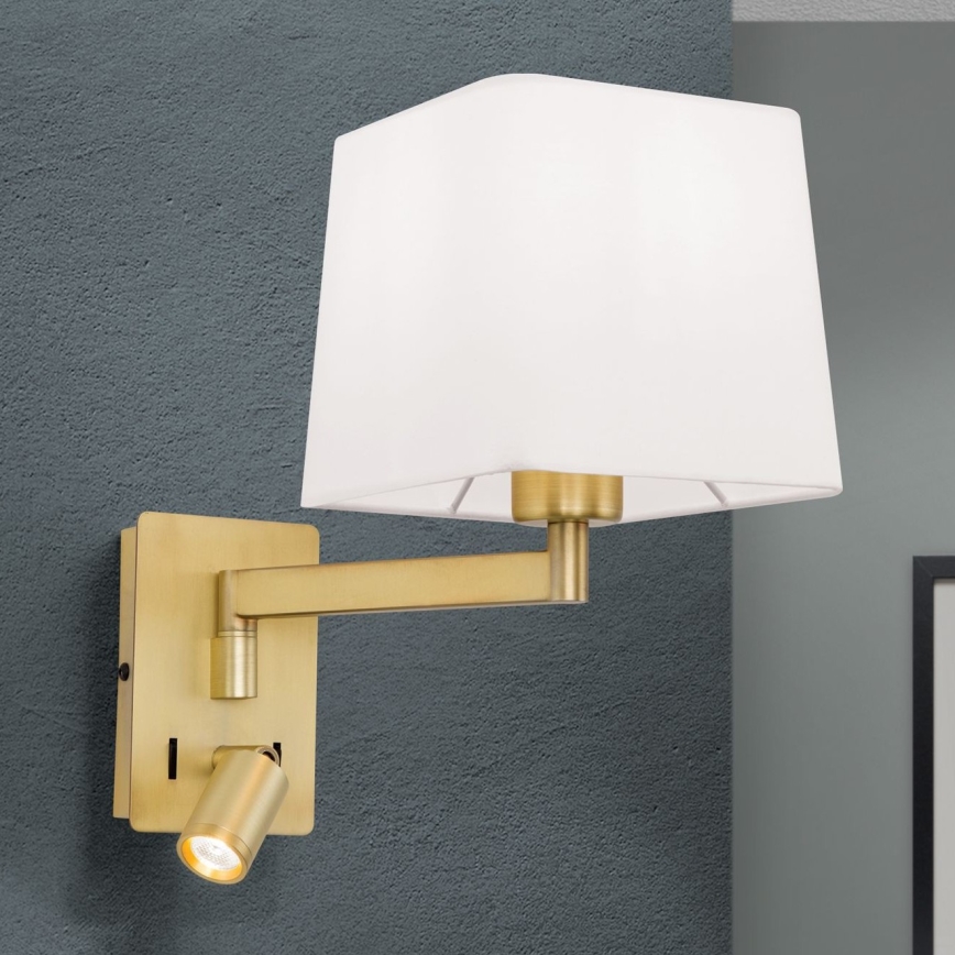LED Kinkiet CARLTON 1xE27/40W/230V + LED/3W biały/złoty