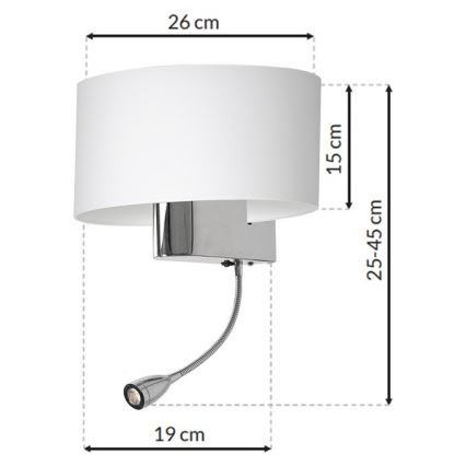 LED Kinkiet CASINO 1xE27/60W/230V + LED/1W/230V biały