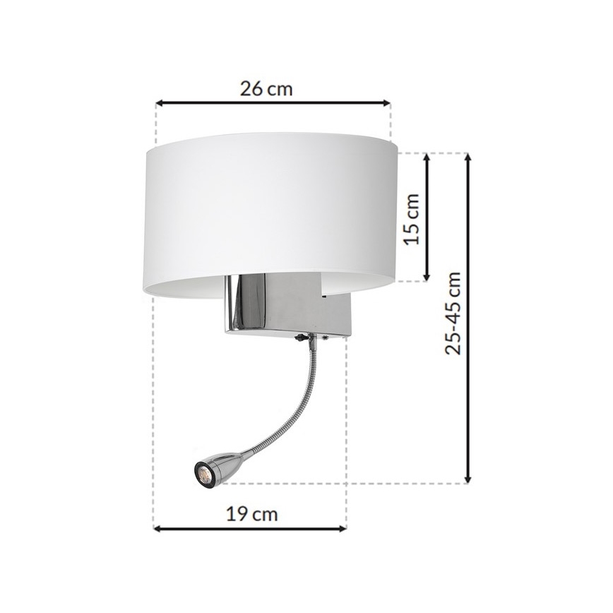 LED Kinkiet CASINO 1xE27/60W/230V + LED/1W/230V biały