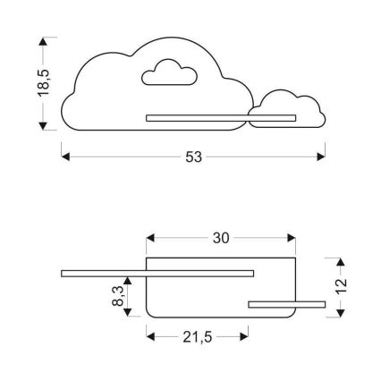 LED Kinkiet dziecięcy z półką CLOUD LED/5W/230V biały/różowy - certyfikat FSC