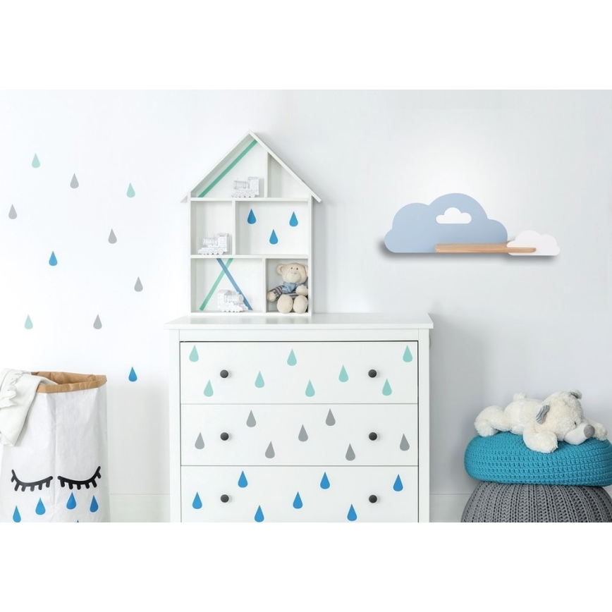 LED Kinkiet dziecięcy z półką CLOUD LED/5W/230V niebieski/biały - certyfikat FSC
