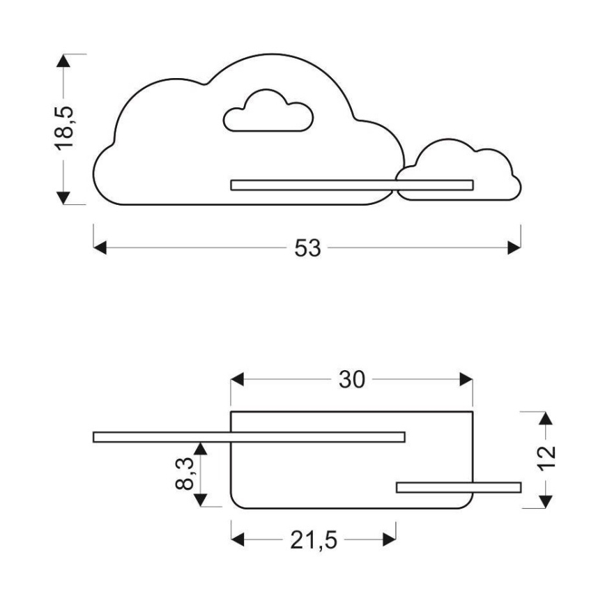 LED Kinkiet dziecięcy z półką CLOUD LED/5W/230V niebieski/biały - certyfikat FSC