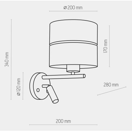 LED Kinkiet HILTON 1xE27/15W/230V + LED/3W/230V mosiądz/czarny