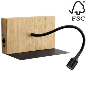 LED Kinkiet LECTOR LED/2,5W/230V USB dąb – FSC certyfikowano