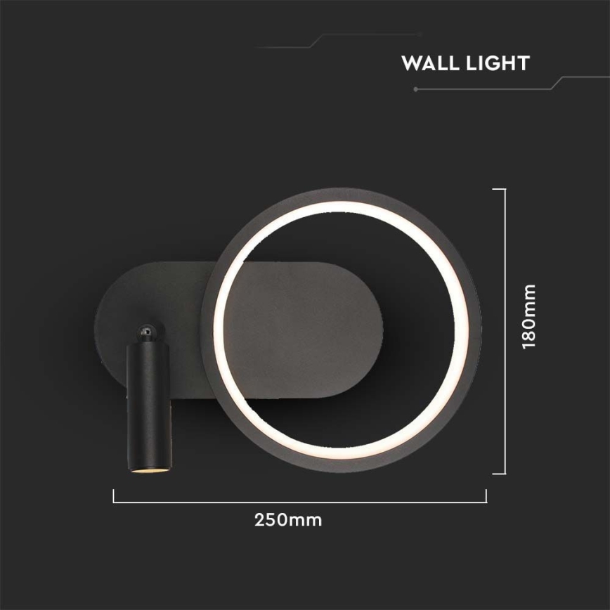 LED Kinkiet LED/14W/230V 3000K czarny