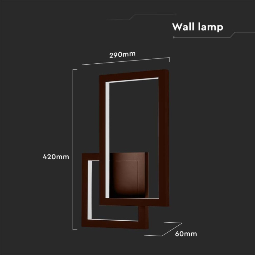 LED Kinkiet LED/20W/230V 3000K brązowe