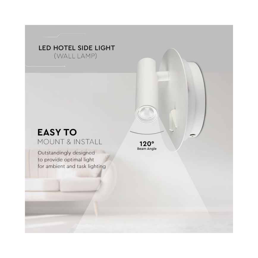 LED Kinkiet LED/3W/230V + LED/6W/230V 3000K biały