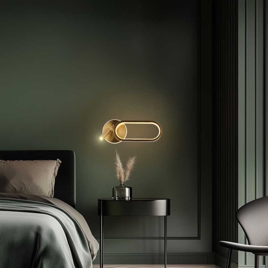 LED Kinkiet MONET LED/13W/230V + LED/2W 3000/4000/6000K złoty