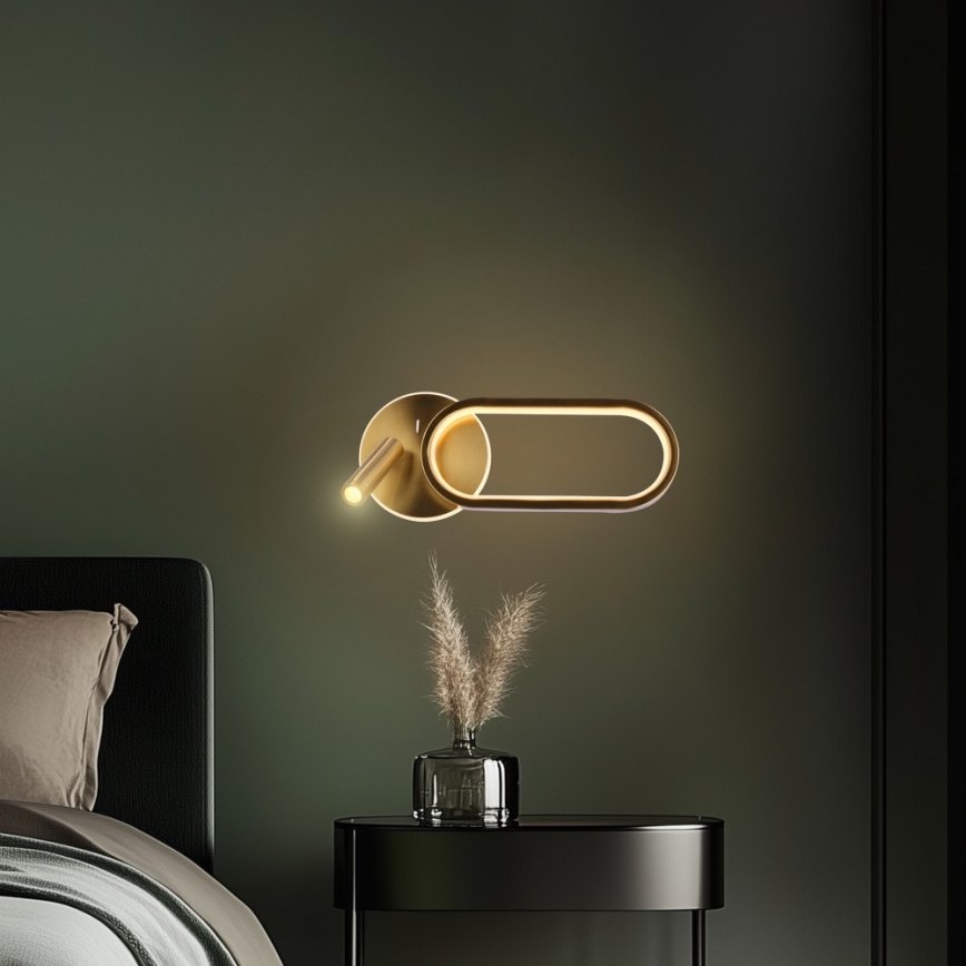 LED Kinkiet MONET LED/13W/230V + LED/2W 3000/4000/6000K złoty