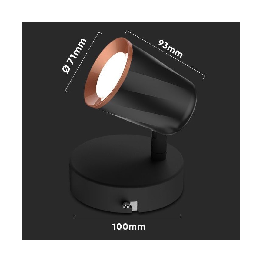 LED Kinkiet punktowy LED/5W/230V 3000K czarny