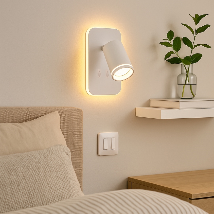 LED kinkiet punktowy PIPE 1x GU10/10W/230V + LED/6W biały