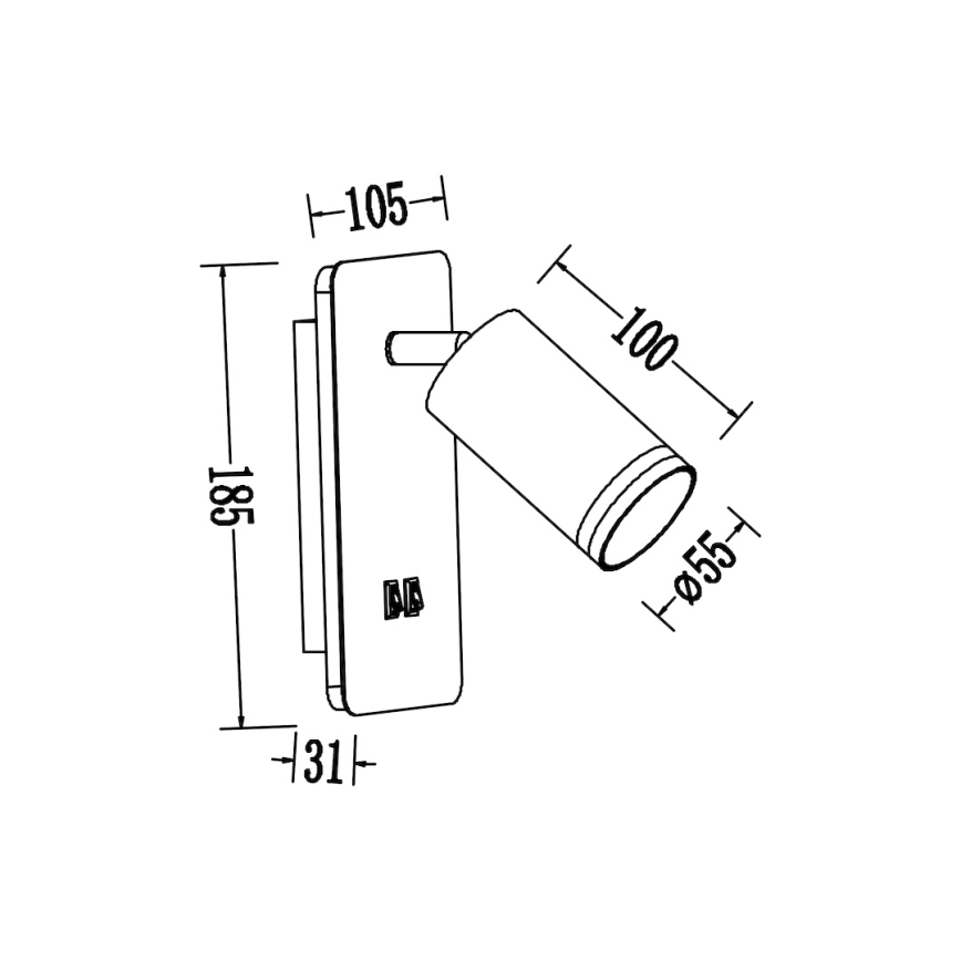 LED kinkiet punktowy PIPE 1x GU10/10W/230V + LED/6W biały