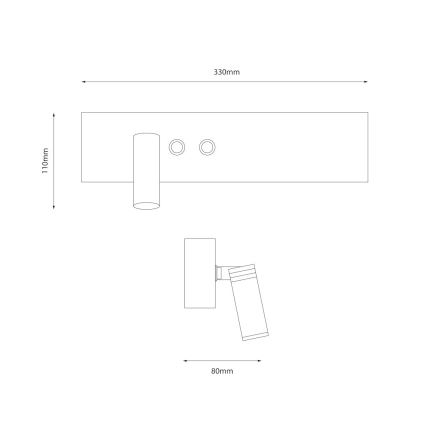 LED kinkiet punktowy RESORT LED/10W/230V + LED/3W czarny lewy