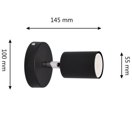 LED Kinkiet punktowy TUNE 1xGU10/4,8W/230V czarny