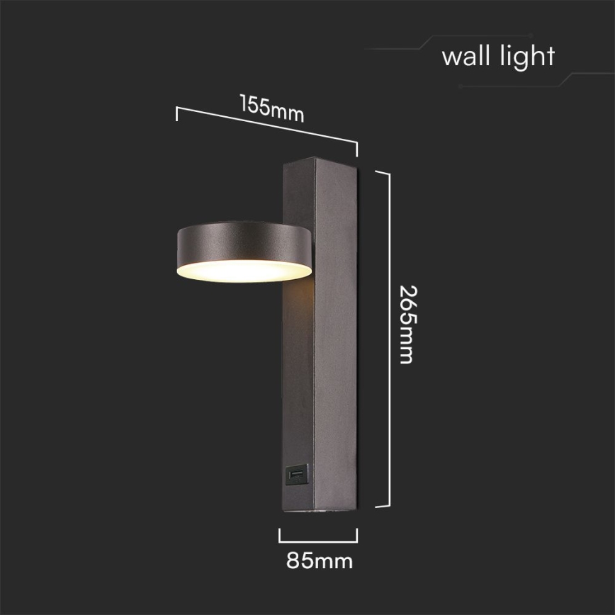 LED Kinkiet punktowy z portem USB LED/8W/230V 3000K