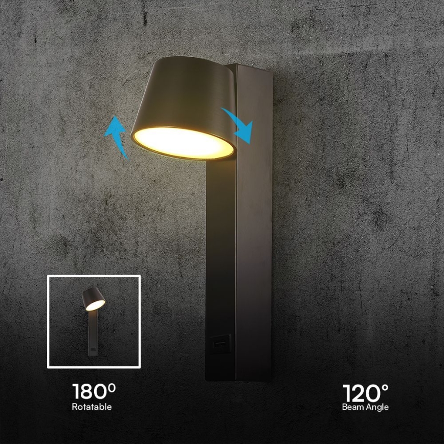 LED Kinkiet punktowy z portem USB LED/8W/230V 3000K