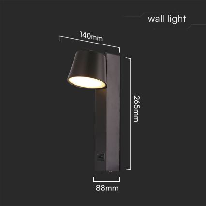 LED Kinkiet punktowy z portem USB LED/8W/230V 3000K