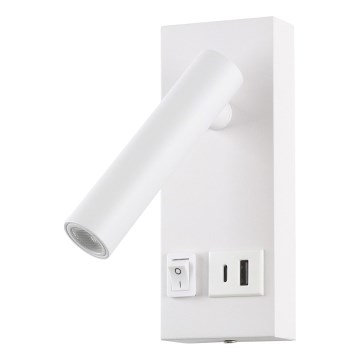LED Kinkiet punktowy z USB LED/2W/230V biały