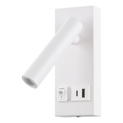 LED Kinkiet punktowy z USB LED/2W/230V biały