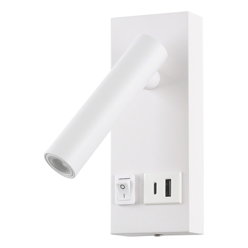 LED Kinkiet punktowy z USB LED/2W/230V biały