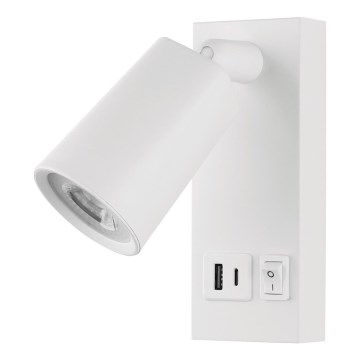 LED Kinkiet punktowy z USB LED/5W/230V biały