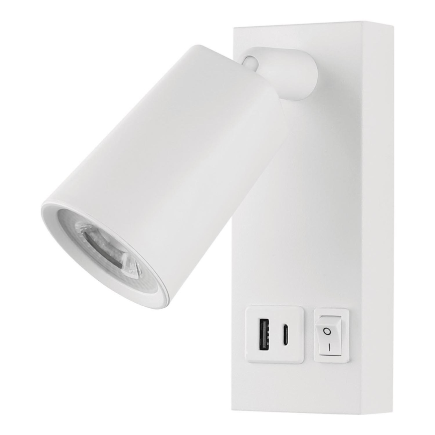 LED Kinkiet punktowy z USB LED/5W/230V biały