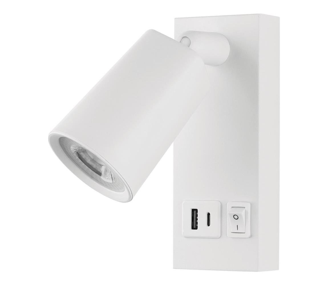 LED Kinkiet punktowy z USB LED/5W/230V biały