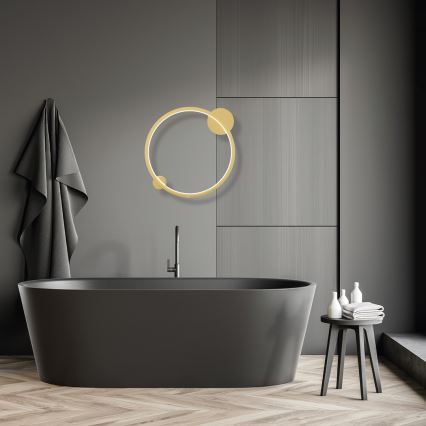 Kinkiet LED SATURNO LED/25W/230V śr. 50 cm IP44 złoty
