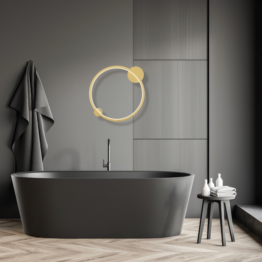 Kinkiet LED SATURNO LED/25W/230V śr. 50 cm IP44 złoty