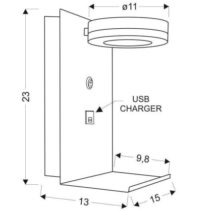 LED Kinkiet ścienny z ładowarką COMPACT LED/4W/230V