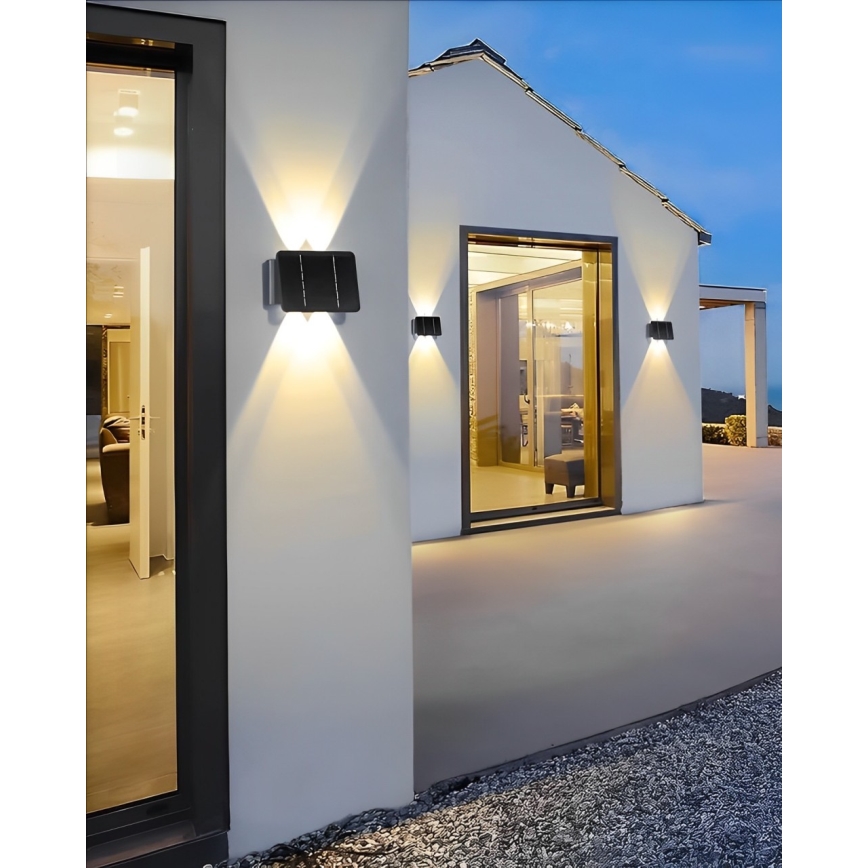 LED Kinkiet solarny 4xLED/1,5W/3,7V 1500 mAh IP54 czarny