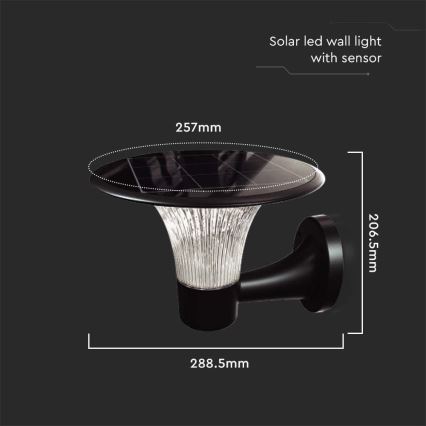 LED Kinkiet solarny z czujnikiem LED/15W/3,2V 4000K/6000K IP65 6000 mAh
