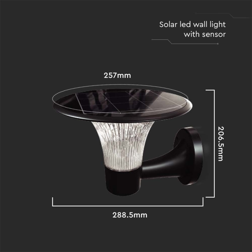 LED Kinkiet solarny z czujnikiem LED/15W/3,2V 4000K/6000K IP65 6000 mAh