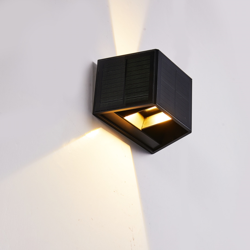 LED Kinkiet solarny WINGS LED/2W/1300 mAh 3,7V 3000K IP54 czarny