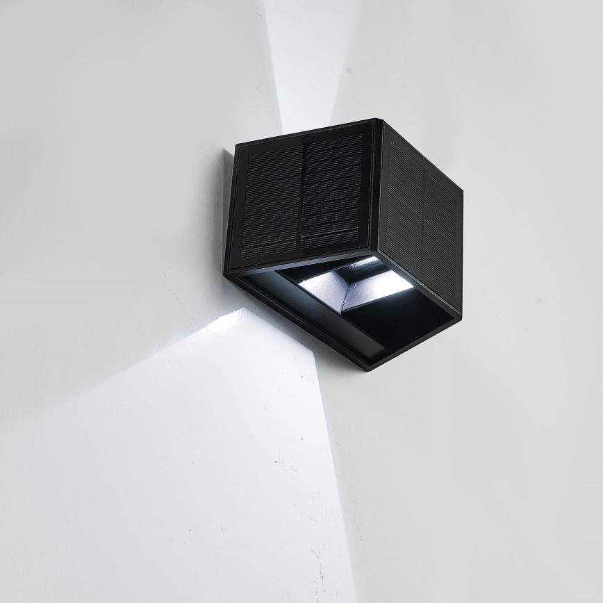 LED Kinkiet solarny WINGS LED/2W/1300 mAh 3,7V 6000K IP54 czarny